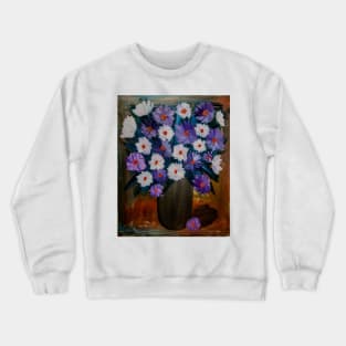 So painted a beautiful bouquet of mixed flowers in a black and gold . Using a more bold color background using acrylic metallic paints. Crewneck Sweatshirt